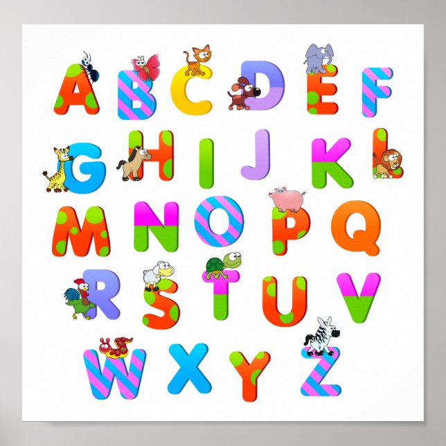 Poster Lettres alphabétiques colorées (Devant)