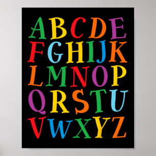 Poster Lettres de couleur drôles Alphabet Apprendre Abcs