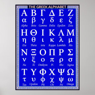 Poster Lettres de l'alphabet grec dans l'ordre Bleu est