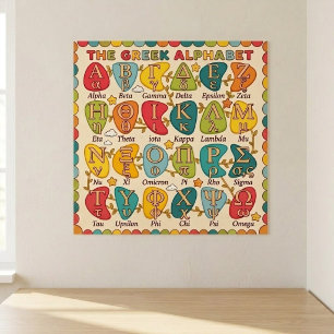 Poster Lettres de l'alphabet grec pour enfants anglais, A