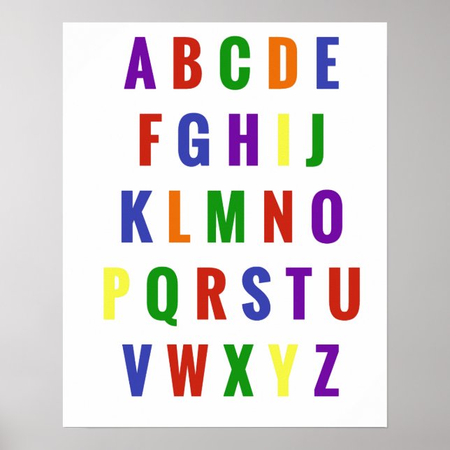 Poster Lettres de salle de jeu Alphabet Clair arc-en-ciel (Devant)