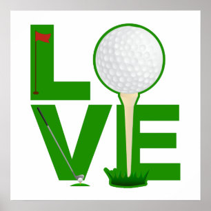 Poster Lettres de vert d'impression de golf d'AMOUR