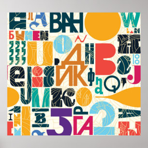 Poster Lettres dessinées à la main : design vintage sans 