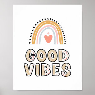 Poster Lettres Good Vibes Rainbow Boho