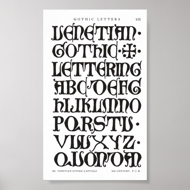 Poster Lettres gothiques Typographie Imprimer (Devant)