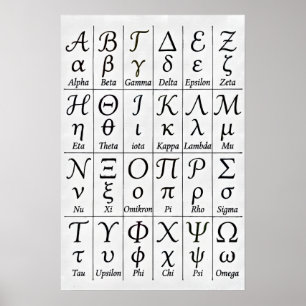 Poster Lettres grecques manuscrites Alphabet grec cursi