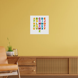 Poster Lettres Mignonnes Alphabet Amusant d'Apprentissage