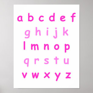 Poster Lettres minuscules en alphabet rose Salle de l'ens