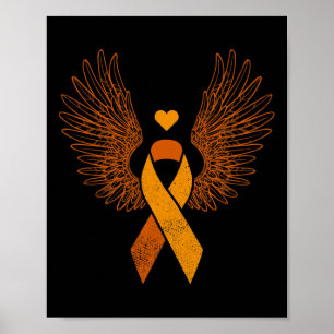 Poster Léucémie à ruban orange ailé