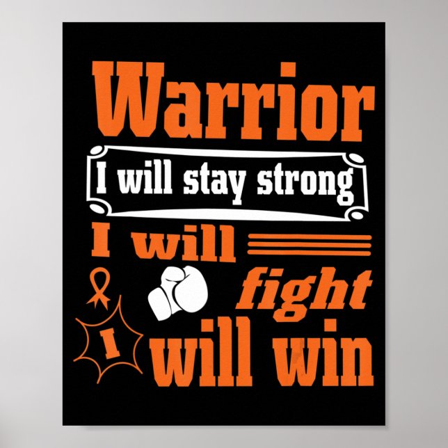 Poster Leucémie Cancer Guerrier Je Resterai Forte Je Vais (Devant)