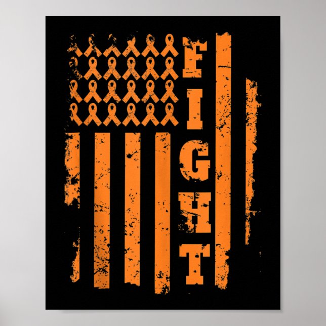 Poster Leucémie Cancer Leucémie Orange Ribbon (Devant)