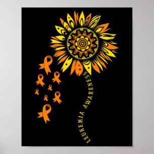 Poster Leucémie Guerrier Orange Ribbon Fleur Leukémie Awa