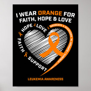 Poster Leucémie orange Conscience Foi Espoir Amour Christ