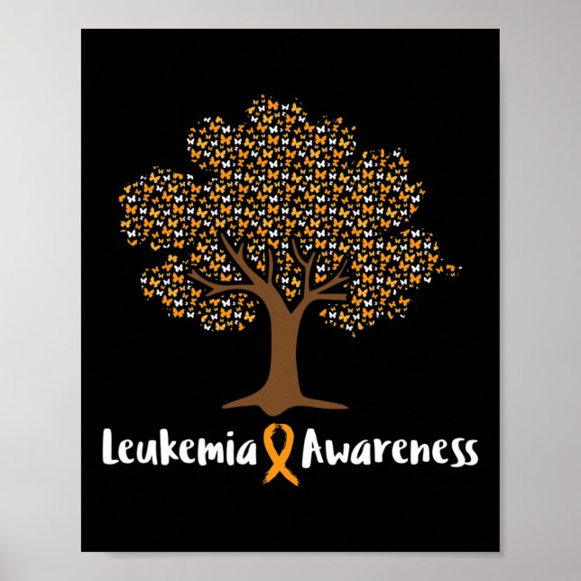 Poster Leucémie Sensibilisation Arbre Orange Ribbon Cance (Devant)
