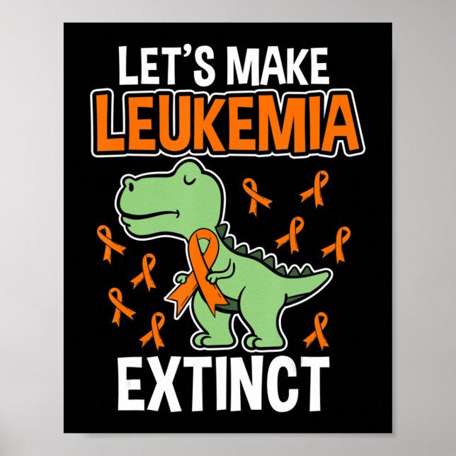 Poster Leukemia Dinosaur Orange Ribbon Hématologue Repti (Devant)