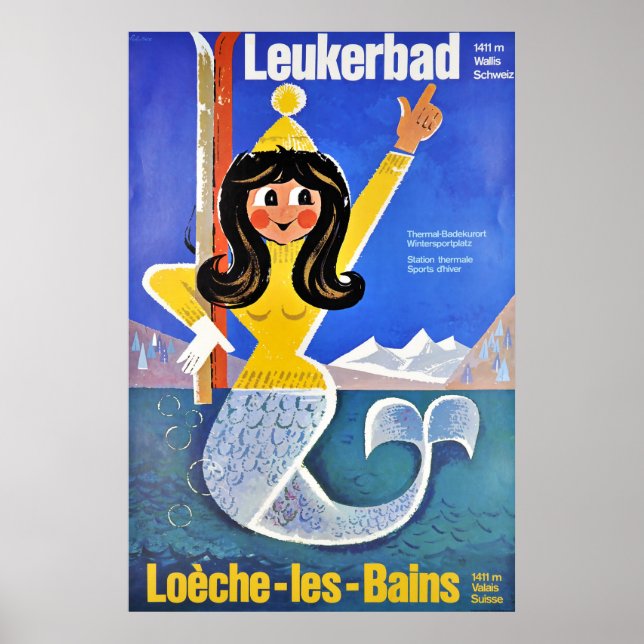 Poster Leukerbad, Station thermale, (Devant)