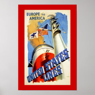 Poster L'Europe aux lignes des Etats-Unis de ~ de