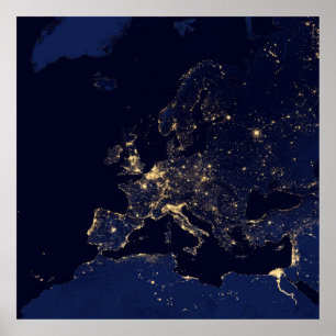 Poster L'Europe en pleine nuit