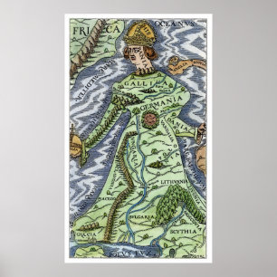 POSTER L'EUROPE EN TANT QUE REINE, 1588