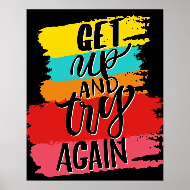Poster Lève-toi et réessaie la motivation (Devant)
