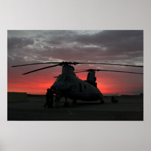 Poster Levée de soleil par hélicoptère