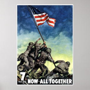 Poster Levée Du Drapeau Sur Iwo Jima — Frontière