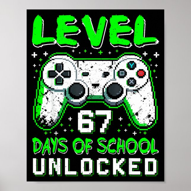 Poster Level 67 Days Of School Unlocked Boys 67th Day Of  (Devant)