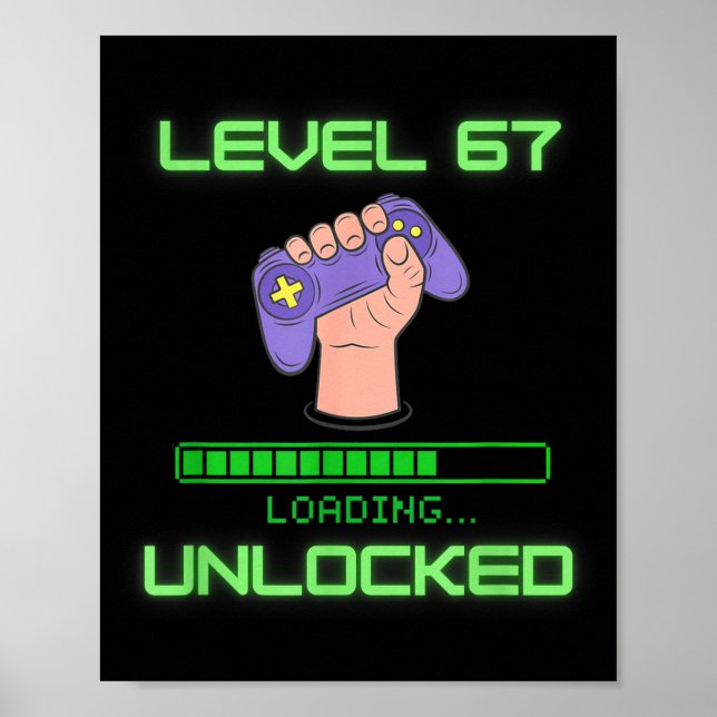 Poster Level 67 Unlocked Gaming 6-7 School Meme Six Seven (Devant)