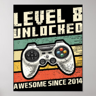Poster Level 8 Awesome 2014 Video Game 8th Birth