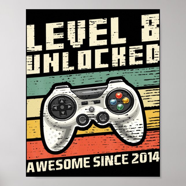 Poster Level 8 Awesome 2014 Video Game 8th Birth (Devant)
