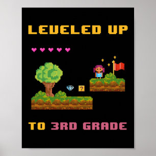 Poster Levelup 3e Grade Ck To School Shirt Funny Gam