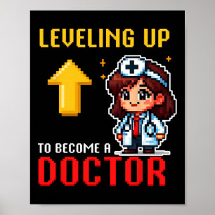 Poster Levelup Doctor Ck To School Funny Gamer Girls