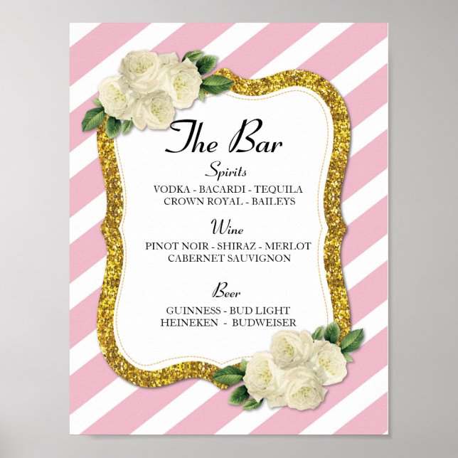 Poster L'Événement Bar Signé Grille Pink Mariage Réceptio (Devant)