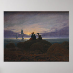 Poster Lever de lune au bord de la mer (par Caspar David 