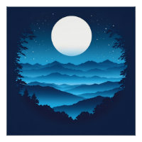 Lever de lune au-dessus de la crête bleue