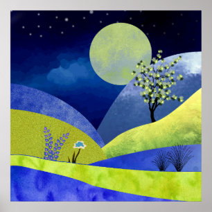 Poster Lever de lune de printemps