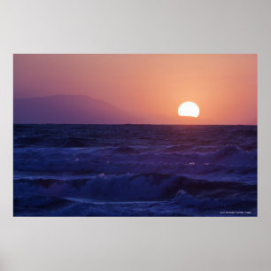 Poster Lever de soleil au-dessus de la baie de Malaga
