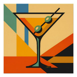 Poster Lever de soleil Bauhaus Martini du milieu du XXe s