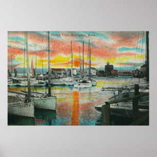 Poster Lever de soleil dans le port