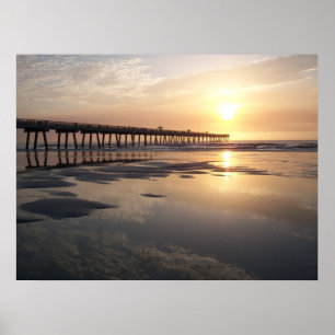 Poster Lever de soleil de plage de Jacksonville - pilier
