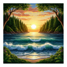 Lever de soleil époustouflant sur les vagues océan