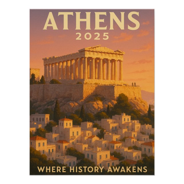 Poster Lever de soleil sur Athènes grecque (Devant)