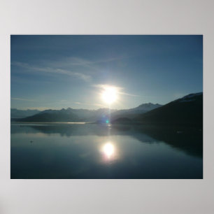 Poster Lever de soleil sur College Fjord Alaska Photograp