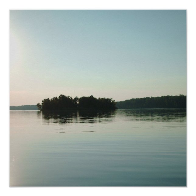 Poster Lever de soleil sur lac calme (Devant)
