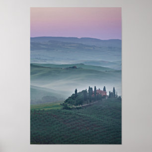 Poster Lever de soleil sur l'affiche verticale toscane