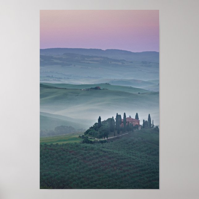 Poster Lever de soleil sur l'affiche verticale toscane (Devant)