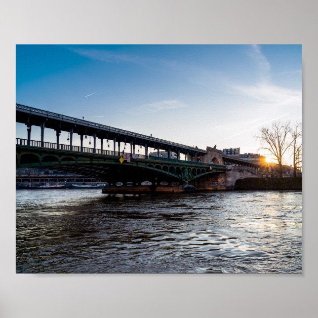 Poster Lever de soleil sur le pont Bir-Hakeim en hiver -  (Devant)