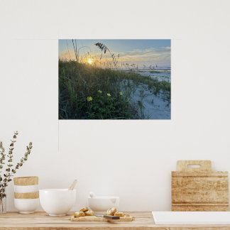 Poster Lever de soleil sur les dunes de la plage