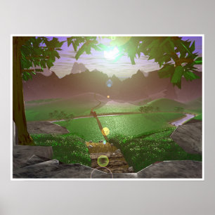 Poster Lever de soleil sur les montagnes-routes #3