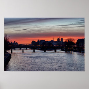 Poster Lever de soleil sur l'île de la Cité et Notre Dame